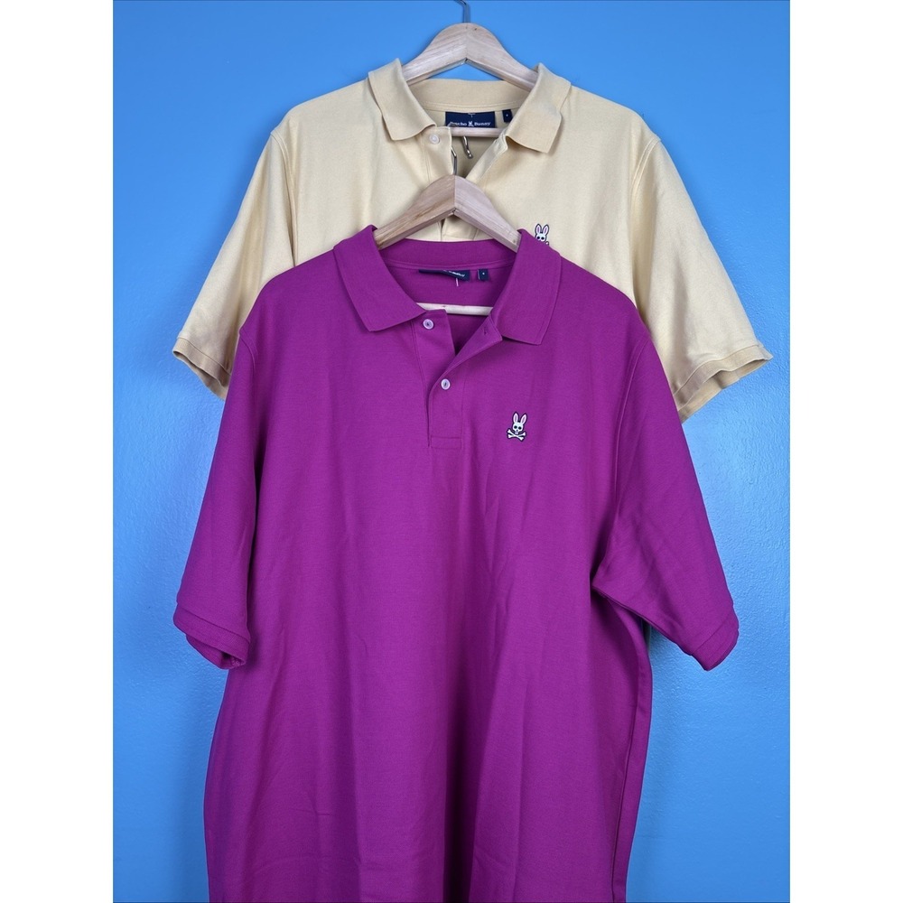 Psycho Bunny Size 9 Polo Shirt Golf Lot Of 2 Mens 3XL Yellow Purple Cotton
